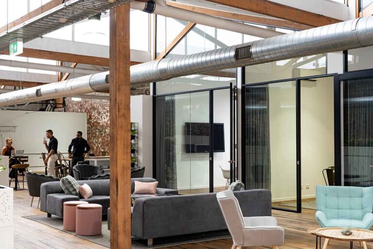 Communal lounge and conversation space at ko&co workhub south melbourne with soft seating and relaxed atmosphere