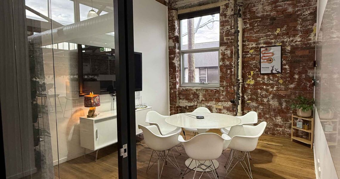 A private meeting space at ko&co workhub with BYOD video conferencing setup and premium tea and coffee service.
